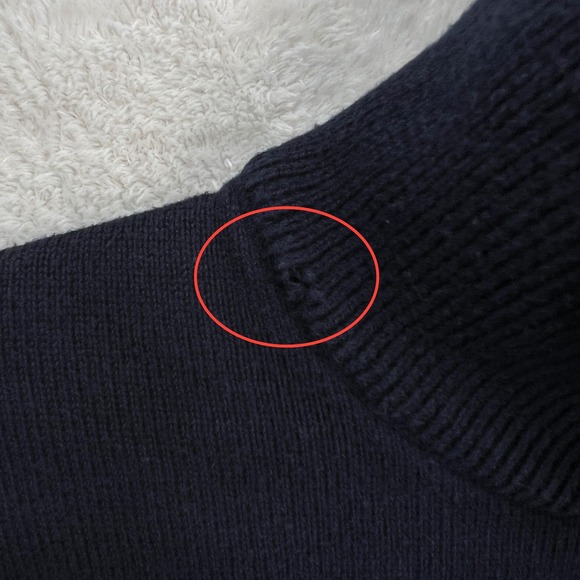 Express Mens M Navy Quarter Zip Pullover Sweater 100% Cotton Knit Lion Logo - Picture 5 of 12